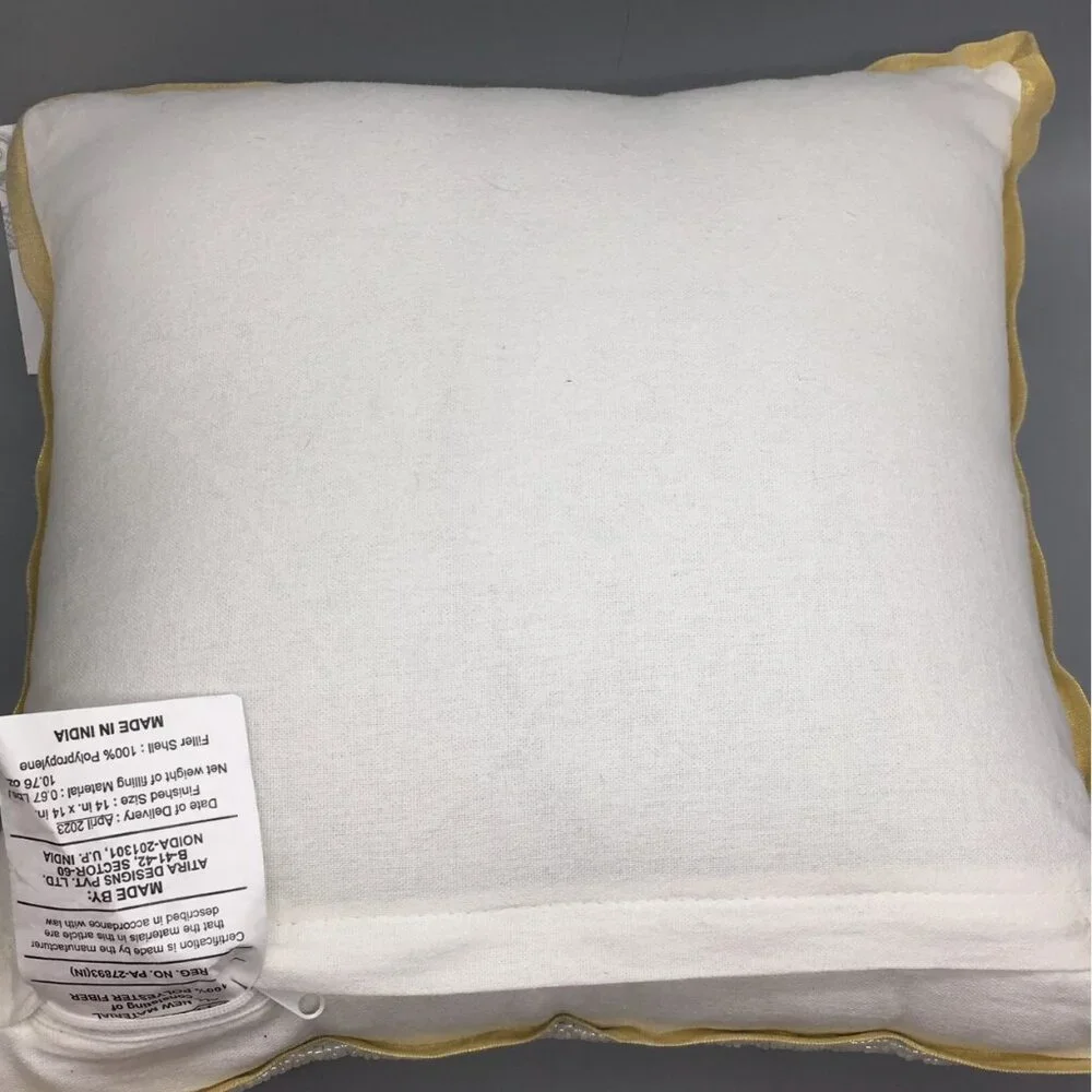 Coastal Collection White Gold Coral Beaded Pillow Beach Ocean Decor Summer 14